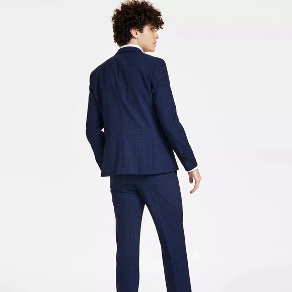 New Hugo by Hugo Boss Men's Modern-Fit Wool Suit Jacket - Blue Plaid Size 36S - Picture 2 of 2